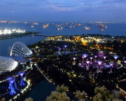 P1080468 2016 - Gardens By The Bay at night, from our hotel room